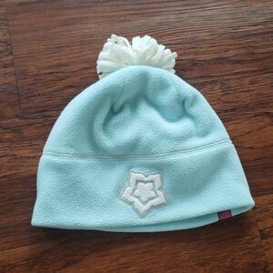 REI Kids Blue Pom Pom Chic Cute Cozy Winter Fleece Hat